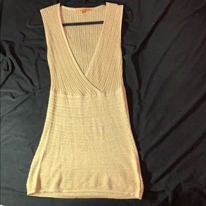 Gold sparkle and tan net tunic